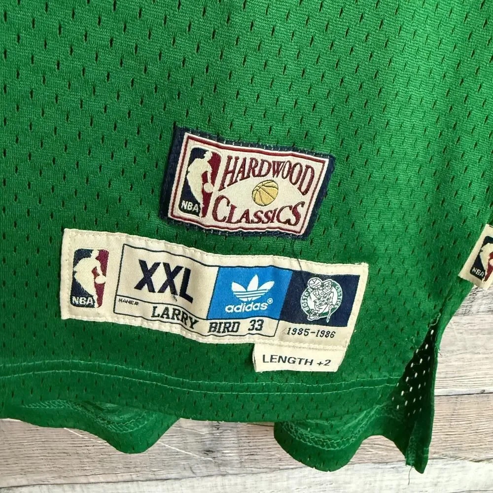 Larry Bird Adidas Hardwood Classic Swingman Jersey Mens 2XL Green Embroidered